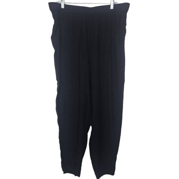 Eileen Fisher Black Silk Pull On Pants Pockets Size 1X - Picture 2 of 8
